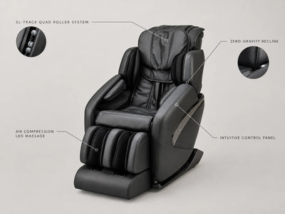 SL Track Massage Chair Designed for Deep Relaxation, Zero Gravity Recline, Triple Zone Heating, Quad Roller System